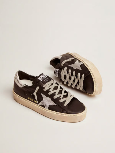 Women'S Hi Star In Black Leather With Silver Laminated Leather Star