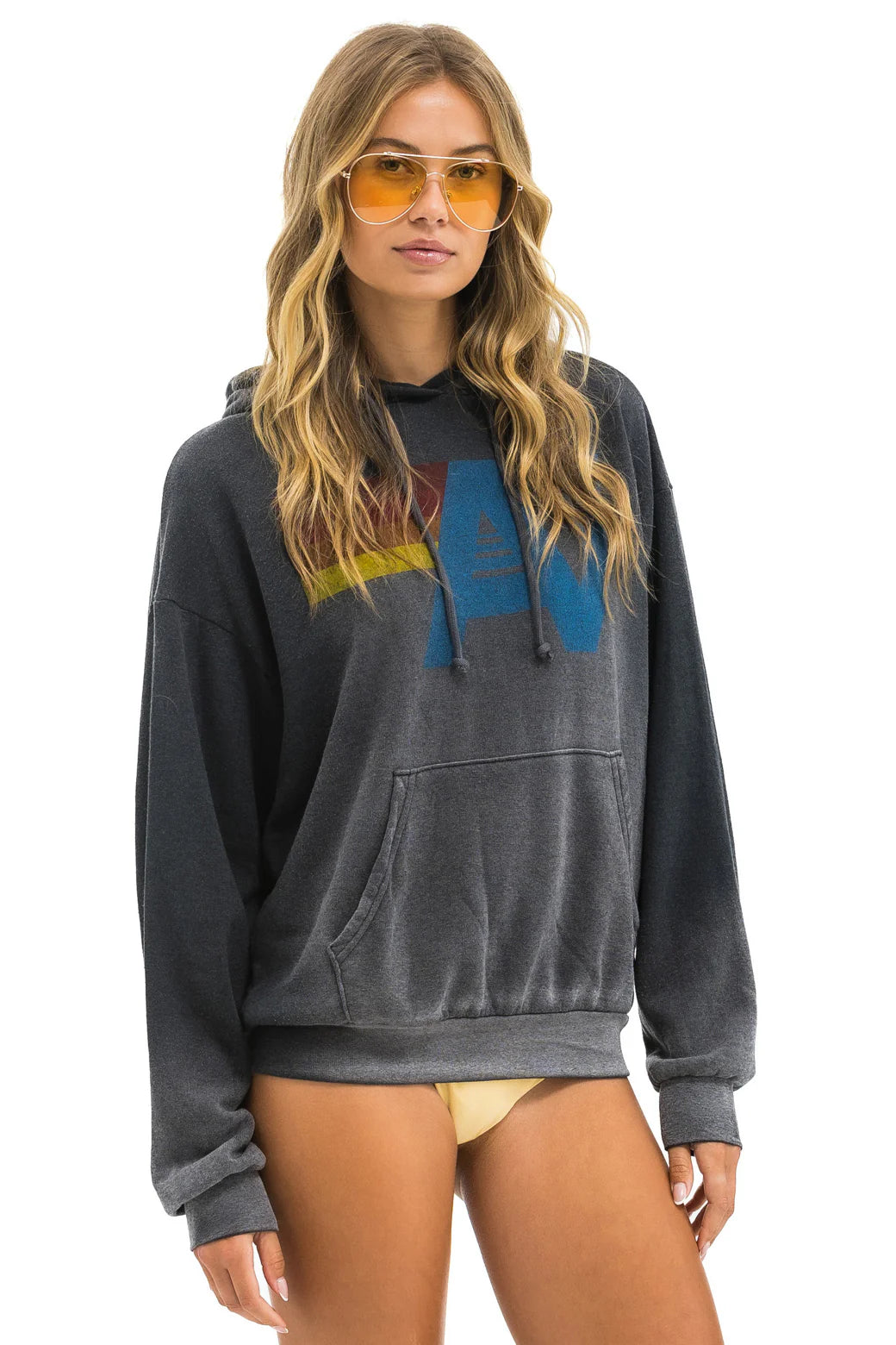 Vintage Logo Relaxed Pullover Hoodie - Faded smoke