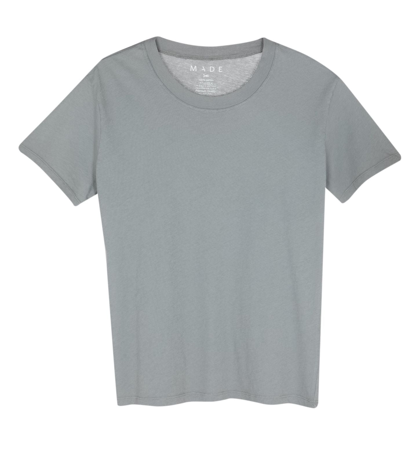 Woman made o-neck cotton tee -grey