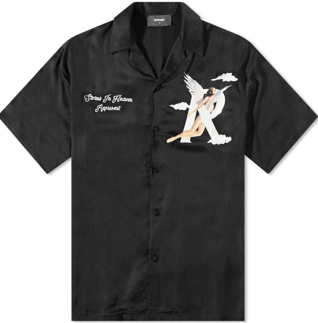 Storms in heaven satin shirt - black