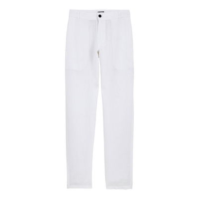 Men Linen Pants Solid - White