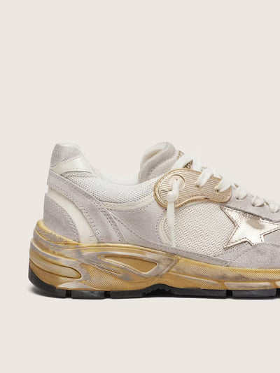 Men's Dad-Star in suede and mesh with white leather star and beige leather heel tab
