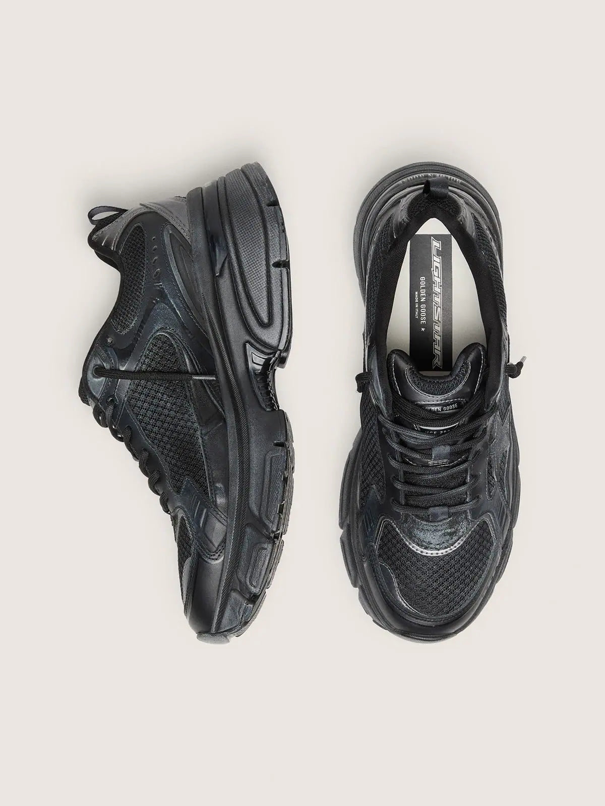 Women’s Lightstar with black leather and mesh upper and black star