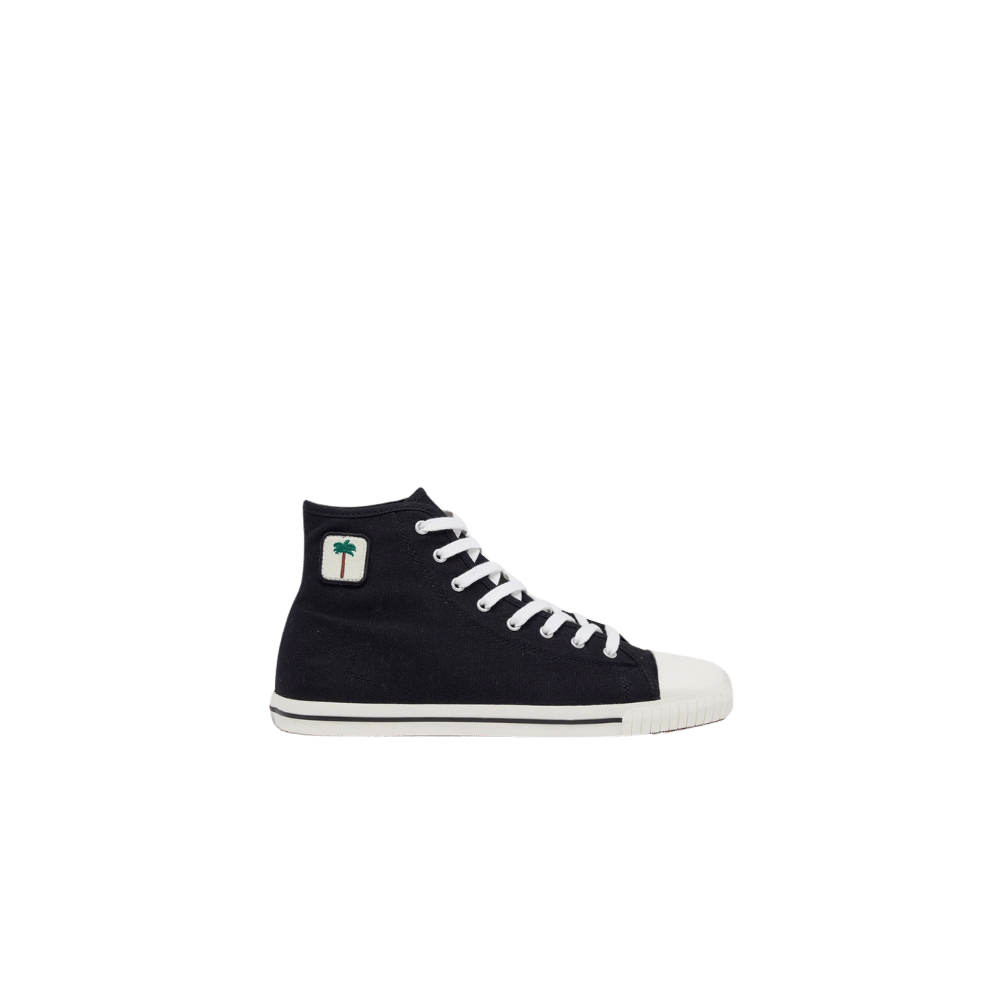 Square High-Top Vulcanized Black Sneakers