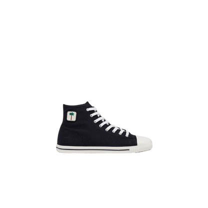 Square High-Top Vulcanized Black Sneakers