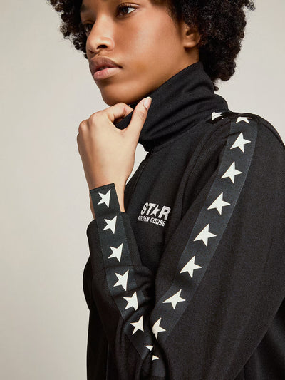 Women’S Black Zipped Sweatshirt With White Stars