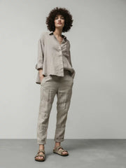 Oversized linen shirt - toasted pigment