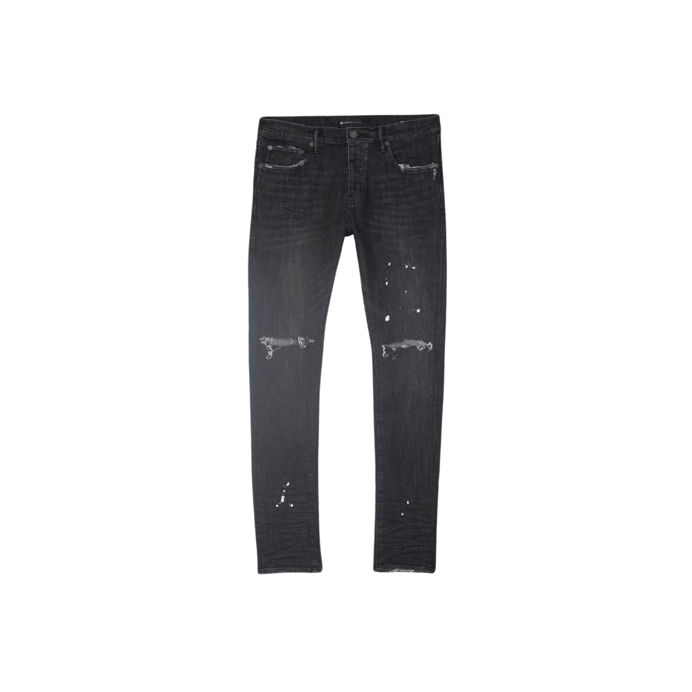 Low Rise Skinny Jean Black Overspray