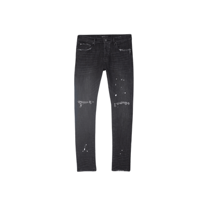 Low Rise Skinny Jean Black Overspray