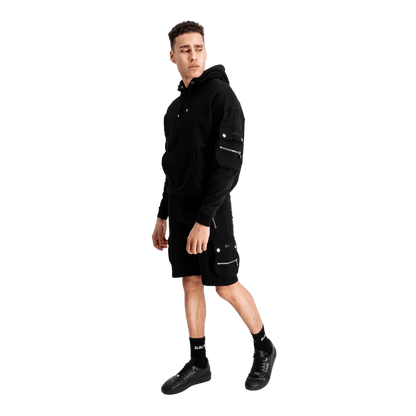 Black Cargo Straight Shorts