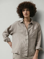 Oversized linen shirt - toasted pigment