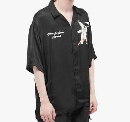 Storms in heaven satin shirt - black