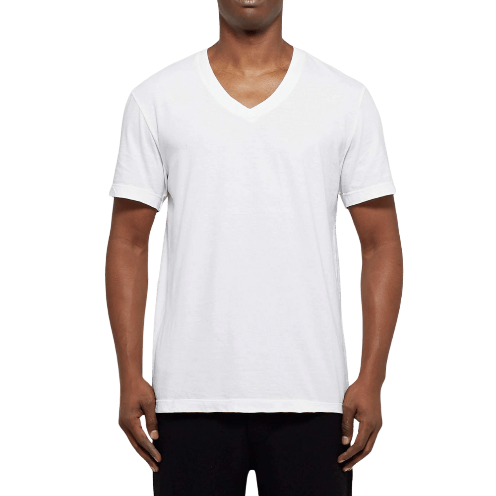 Short Sleeve V Neck White