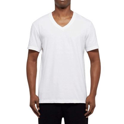 Short Sleeve V Neck White