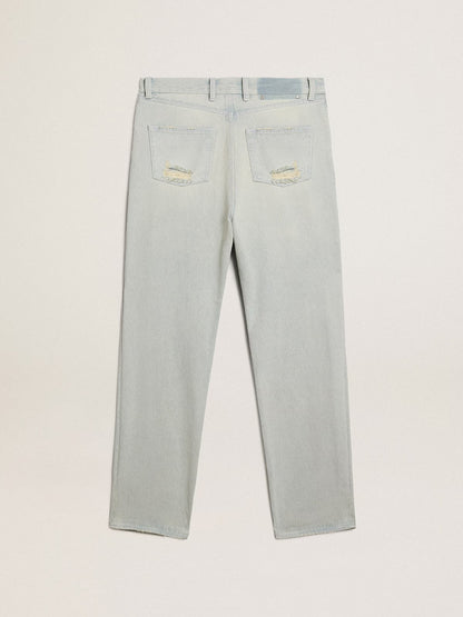 Women's bleached jeans with cabochon crystals