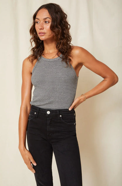 Long heather grey rib tank