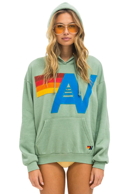 LOGO STITCH PULLOVER RELAXED HOODIE - SAGE