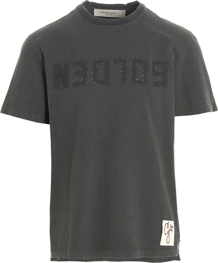 golden logo tee in grey