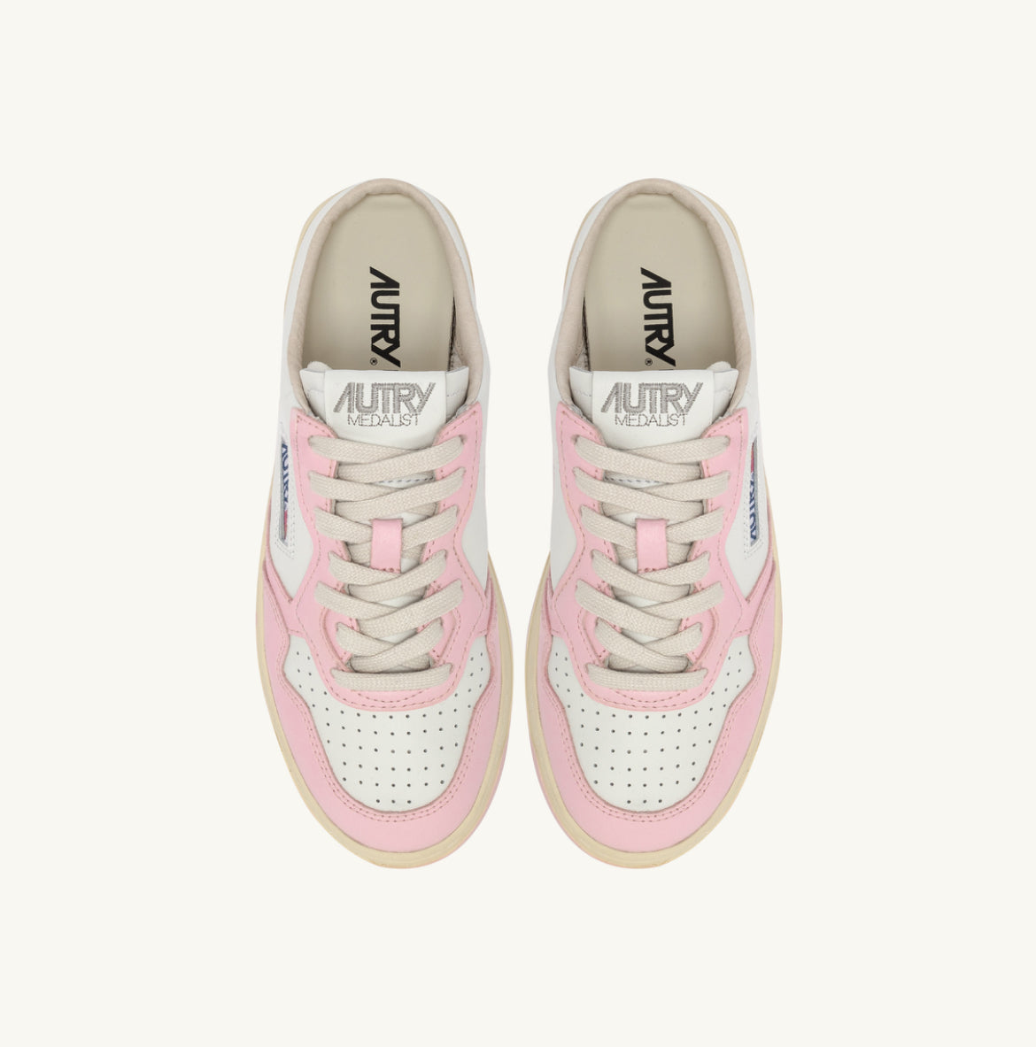 MEDALIST MULE SNEAKERS IN WHITE AND BLUSHING BRIDE LEATHER