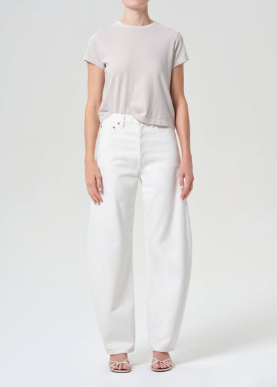 LUNA HIGH RISE PIECED TAPER
IN CHALK WHITE
