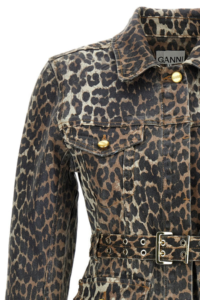 Denim leopard dress