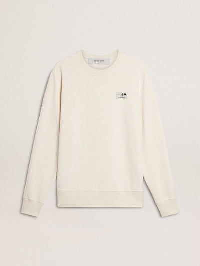 Men's white cotton sweatshirt with print on the back