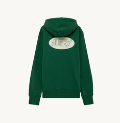 HOODIE IN GREEN JERSEY WITH PRINTED LOGO