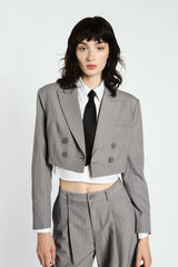 Grey pinstripe cropped blazer