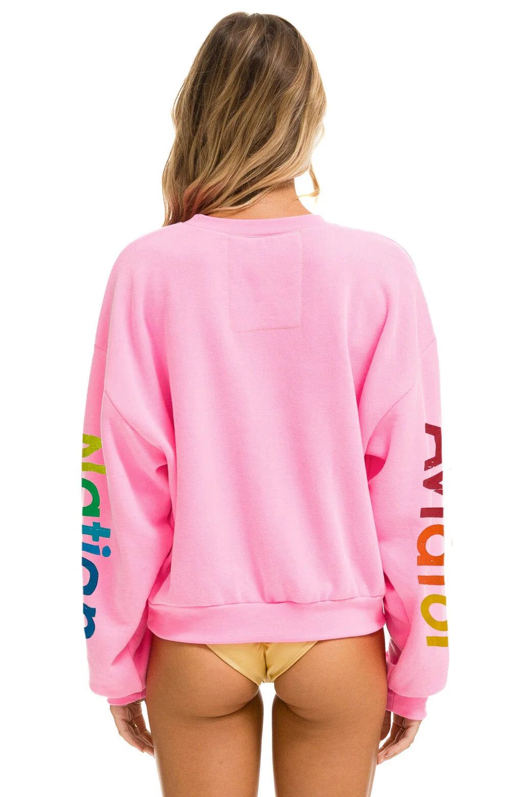 AVIATOR NATION RELAXED CREW SWEATSHIRT - NEON PINK