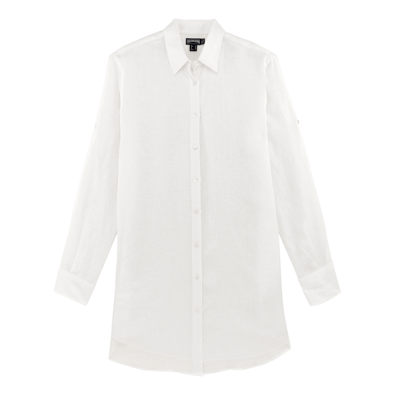 Women linen shirt dress in white