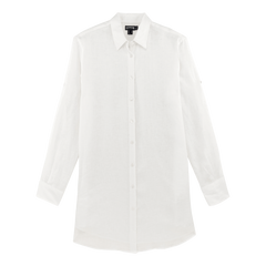 Women linen shirt dress in white