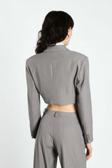 Grey pinstripe cropped blazer