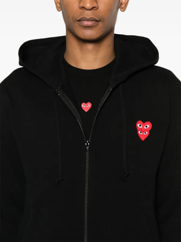 omme Des Garçons Play double heart-patch hoodie