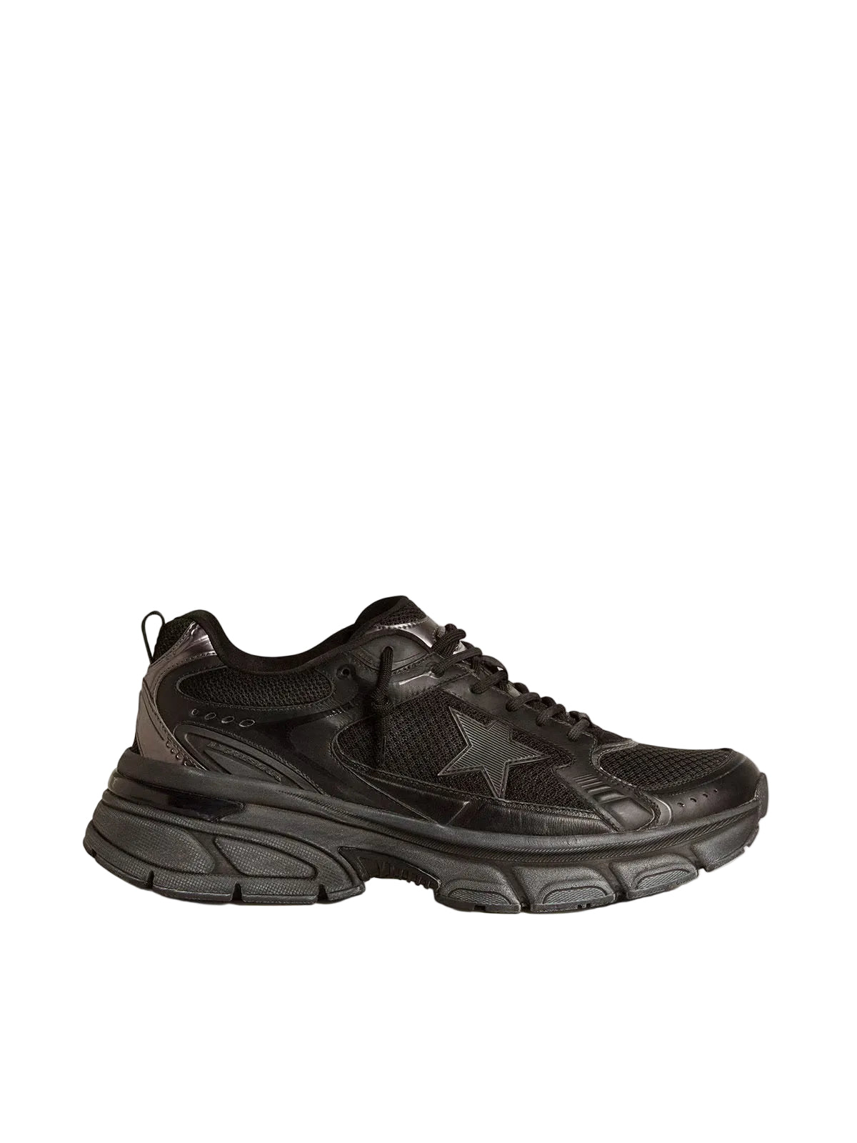 Men’s Lightstar with black leather and mesh upper and black star