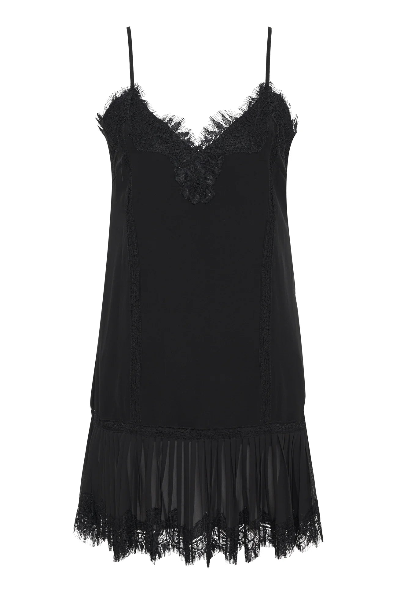 Pleated panel dress - black