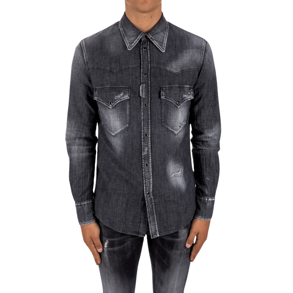 Washed black Western Shirt