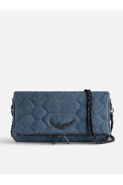 Rock Glitter Quilted Denim Bag