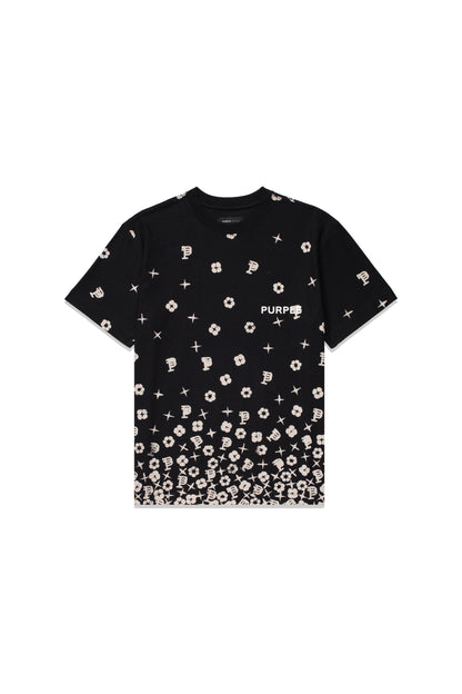 Textured Jersey Graphic Tee - Black