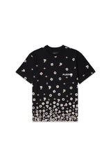 Textured jersey graphic tee - black