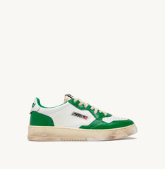 MEDALIST LOW SUPER VINTAGE SNEAKERS IN WHITE AND GREEN LEATHER