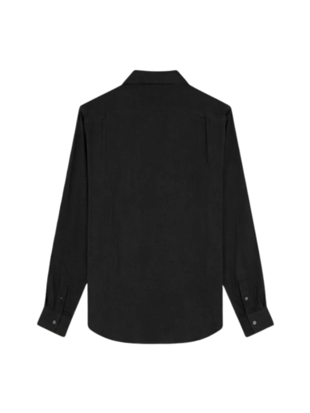 Vilebrequin shirt Black linen shirt with tone-on-tone turtle logo embroidery on the hem.