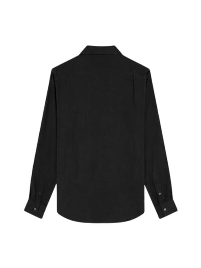 Vilebrequin shirt Black linen shirt with tone-on-tone turtle logo embroidery on the hem.