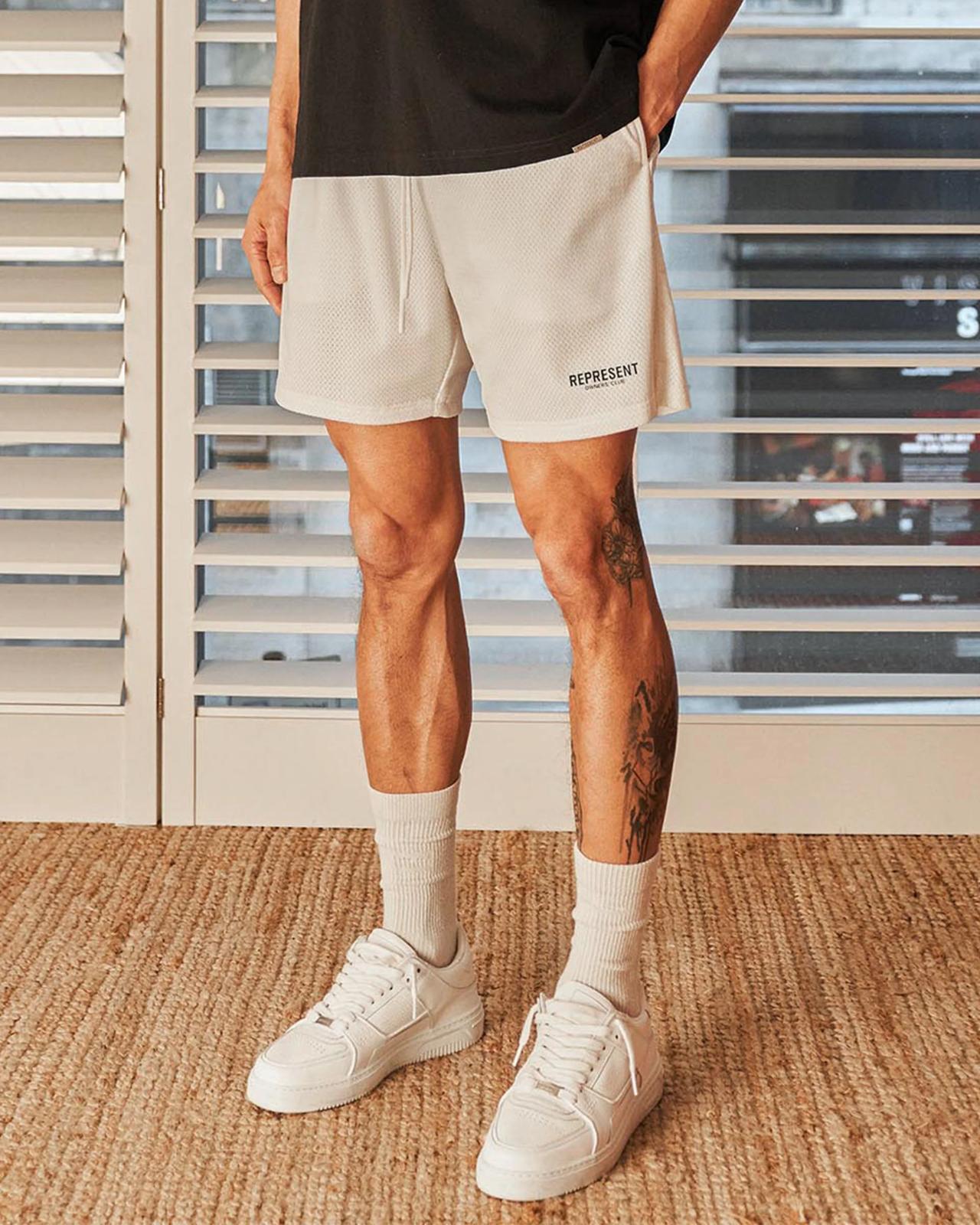 REPRESENT mesh owners club shorts - flat white