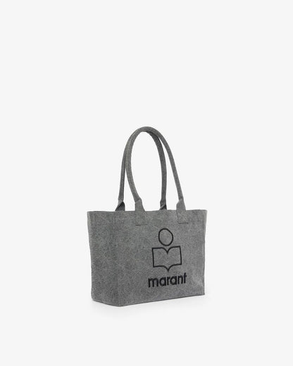 yenky zipped washed cotton logo tote bag - grey