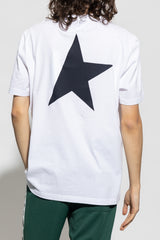 Men’s white T-shirt with dark blue star on the backt