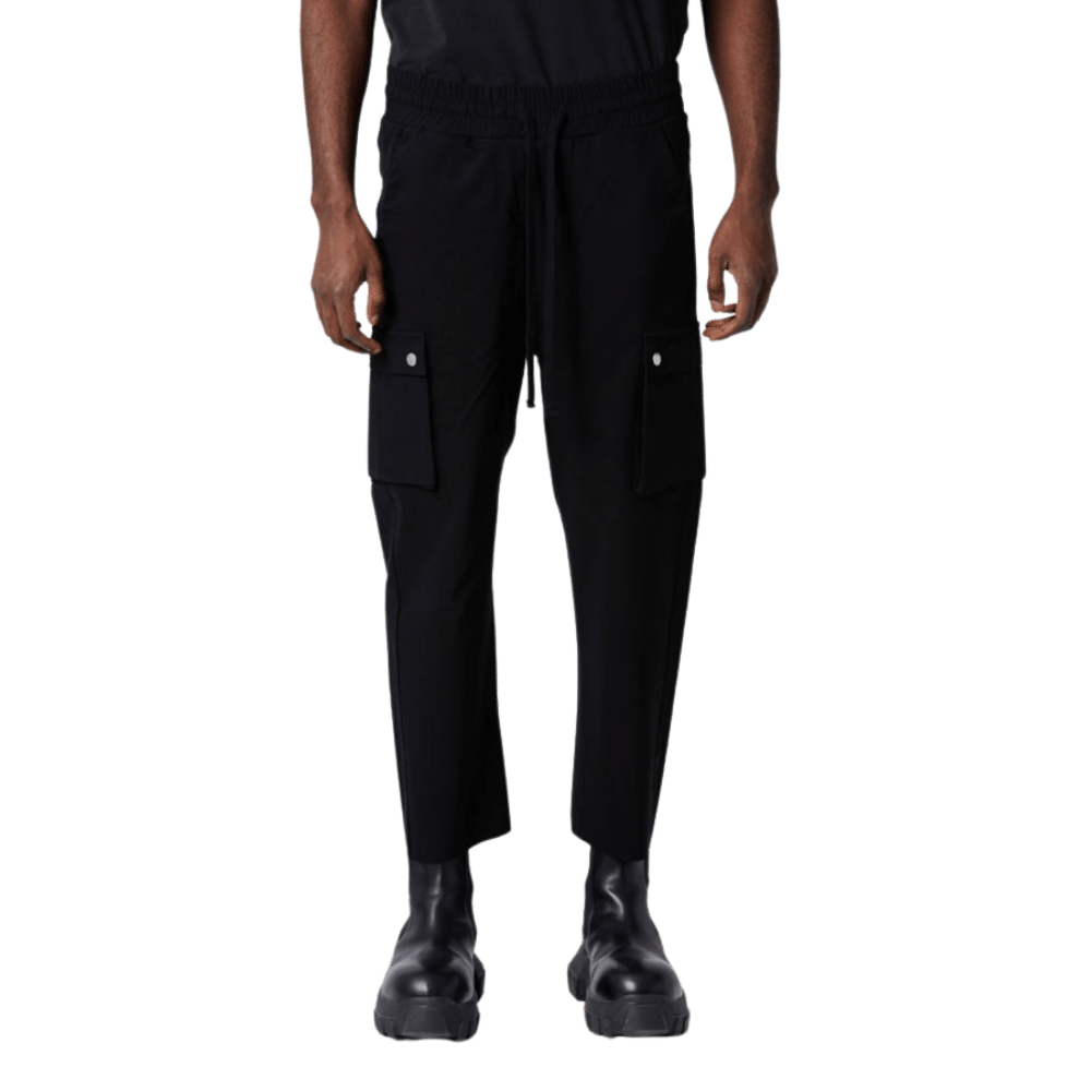 Drawstring Cargo Black Trousers