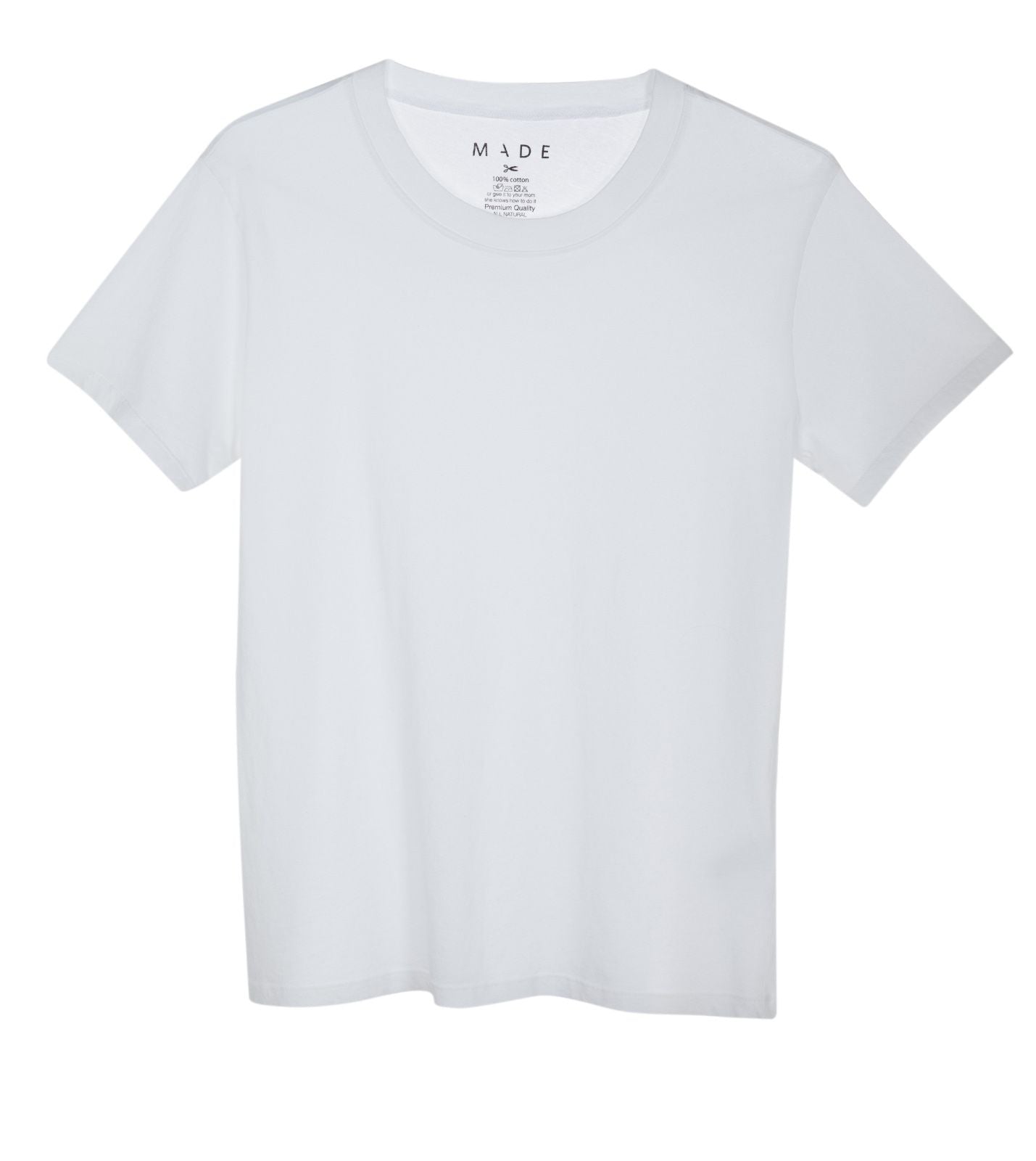 Woman made o-neck cotton tee -white