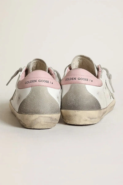 Women's Super-Star with gray suede star and pink leather heel tab