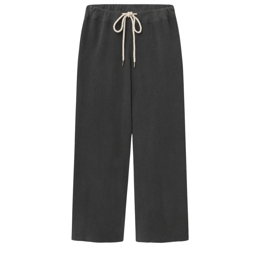 THE WIDE LEG CROPPED SWEATPANT - WASHED BLACK