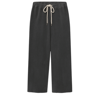 The Wide Leg Cropped Sweatpant - Washed Black